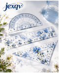 Blue Floral Geometry Ruler Set