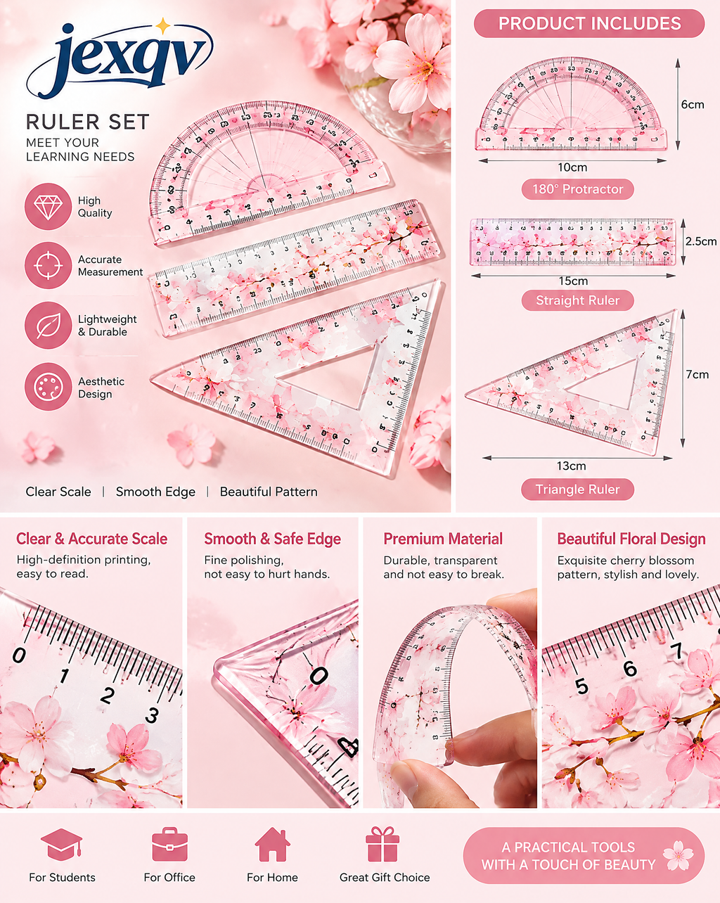 Pink Blossom Geometry Set