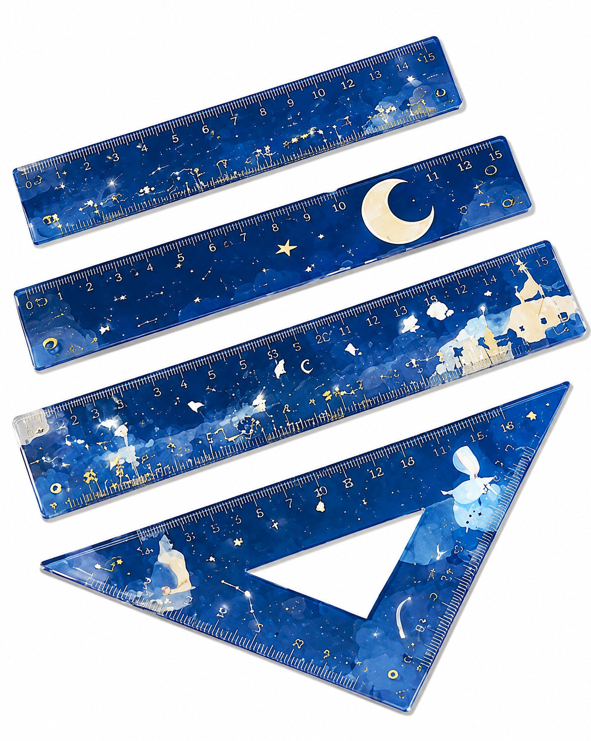 Moon & Stars Navy Geometry Set