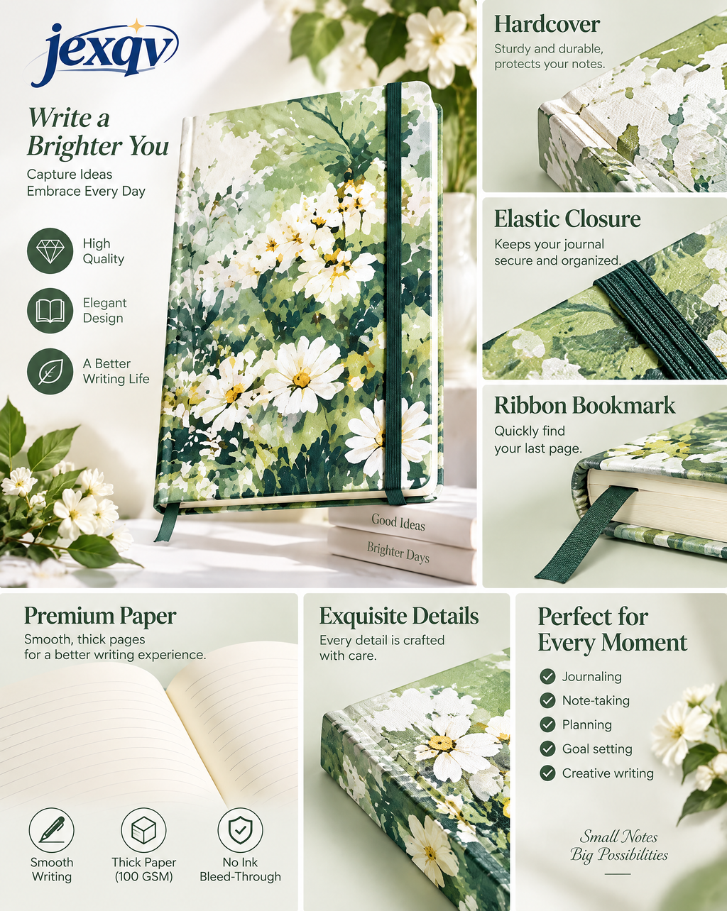 White Daisy Garden Notebook
