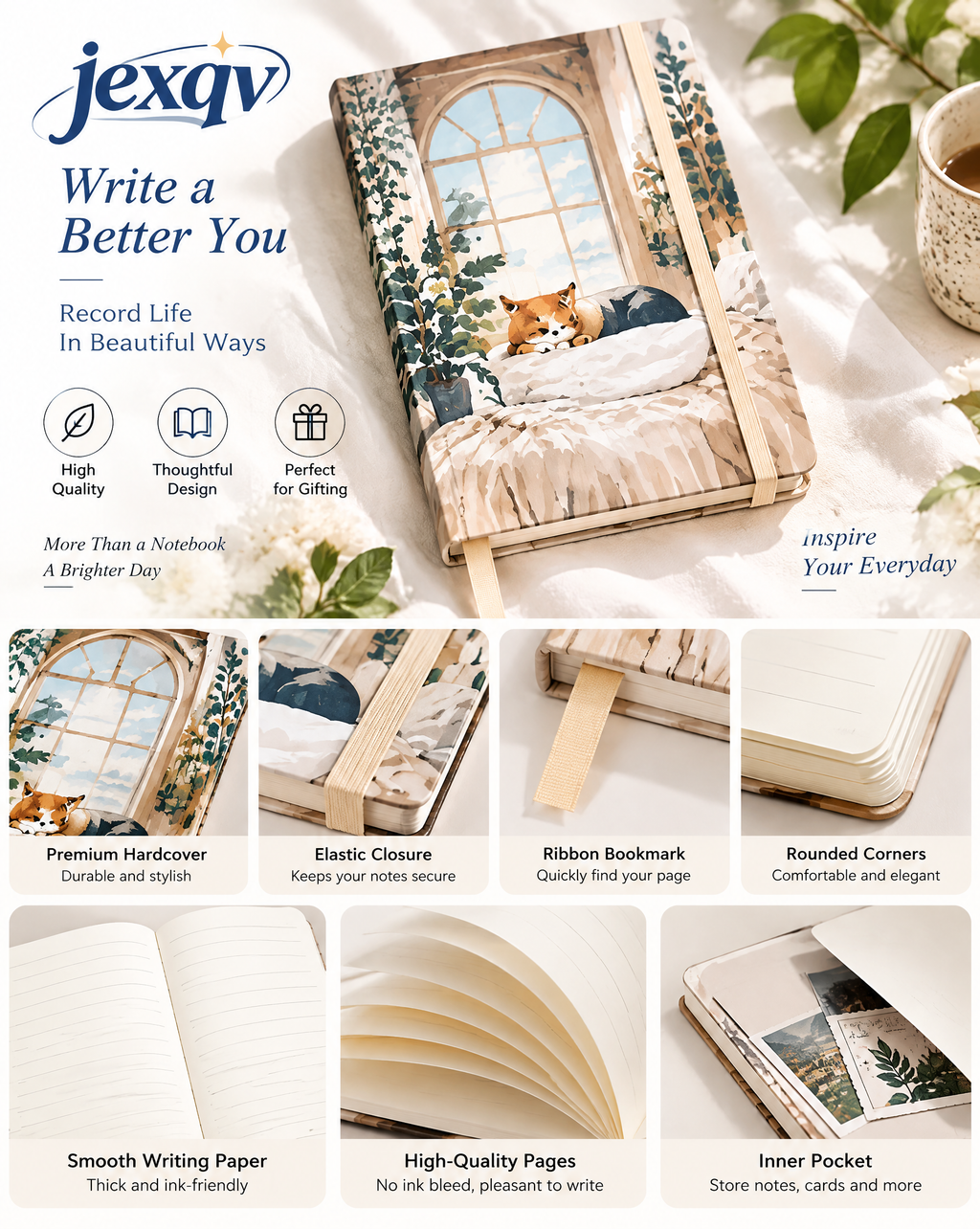 Cozy Window Cat Notebook