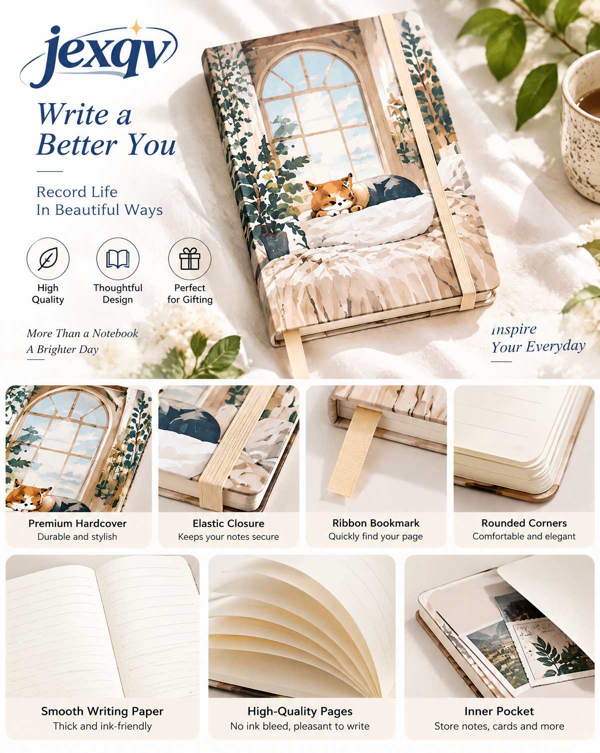 Cozy Window Cat Notebook