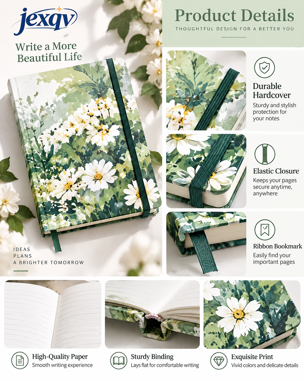 White Daisy Garden Notebook
