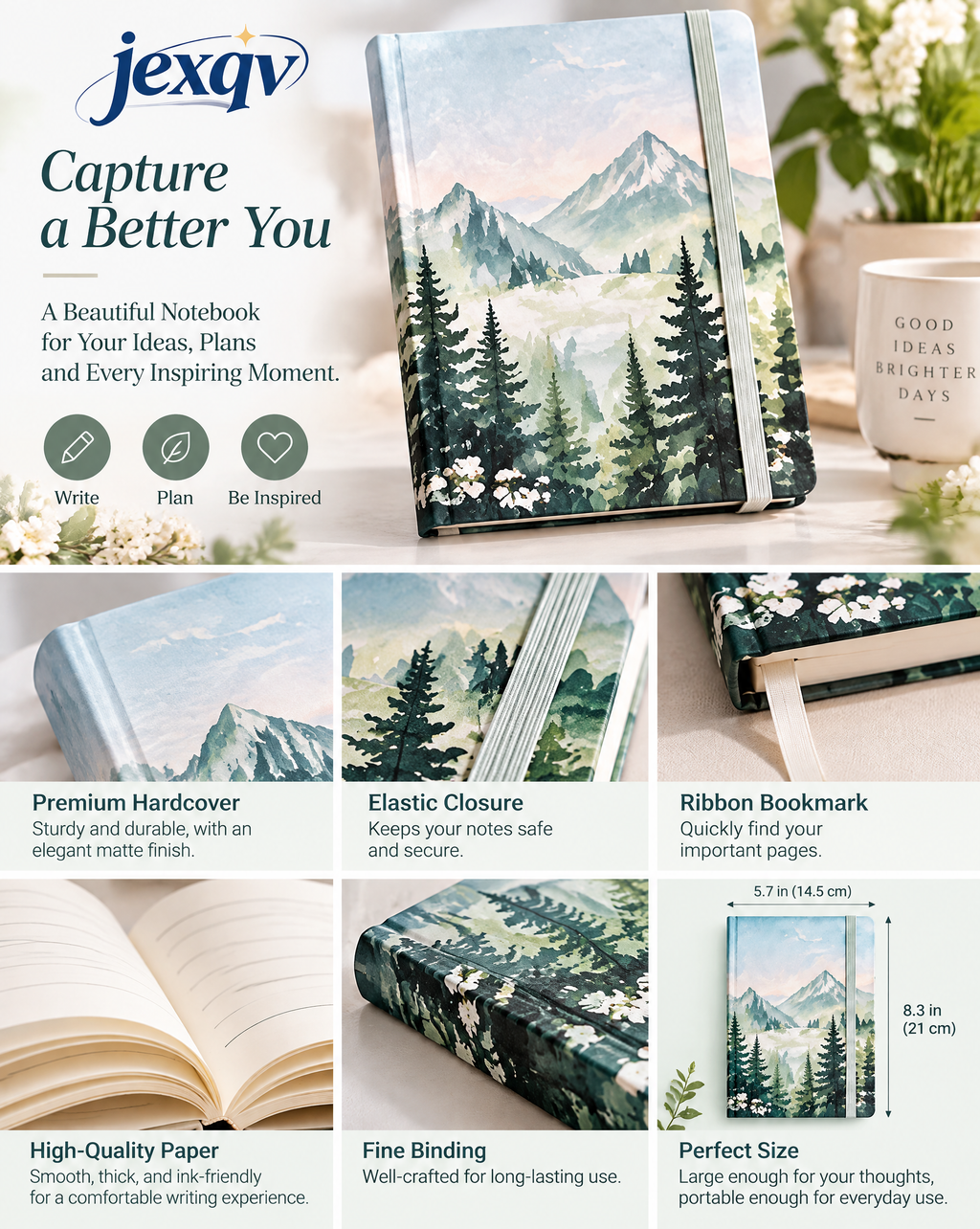 Mountain Forest Watercolor Notebook